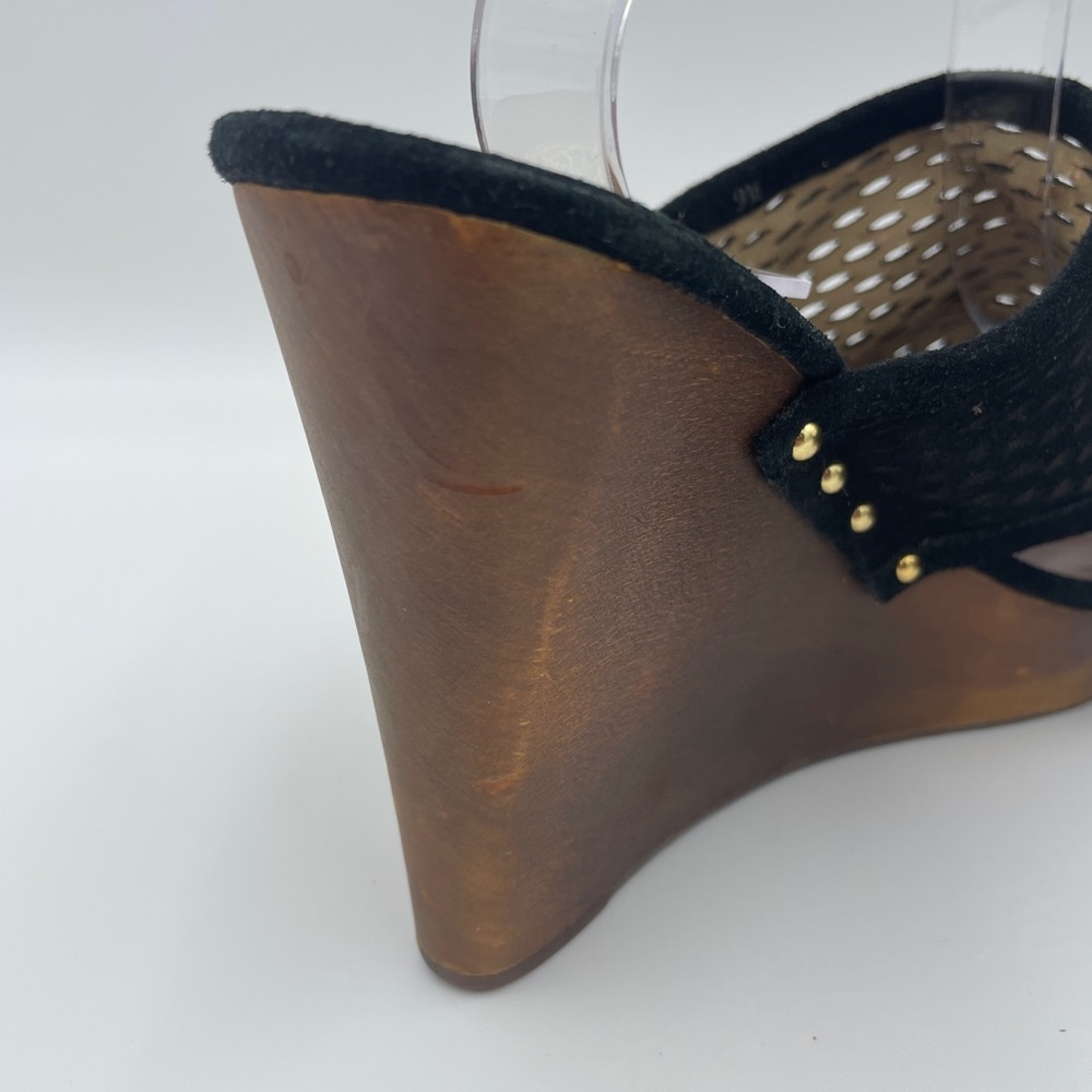 Matt Bergson Woven Leather Wedge Sandal With Gold Accents Size 9 - Picture 9 of 9